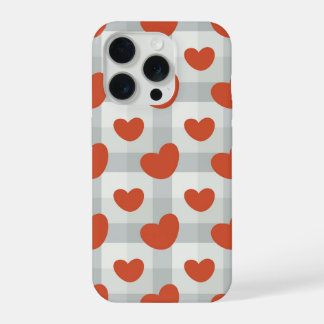 Little red hearts cozy gingham pattern Preppy iPhone 15 Pro Hülle