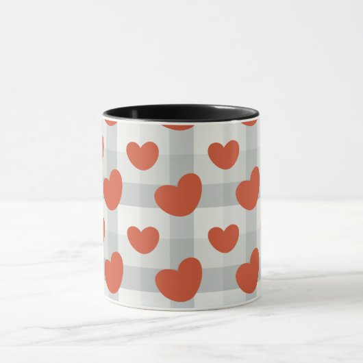Little red hearts cozy gingham pattern tasse (Zentrum)