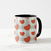 Little red hearts cozy gingham pattern tasse (VorderseiteRechts)