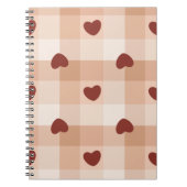  Little red hearts on beige gingham pattern Notizblock (Vorderseite)