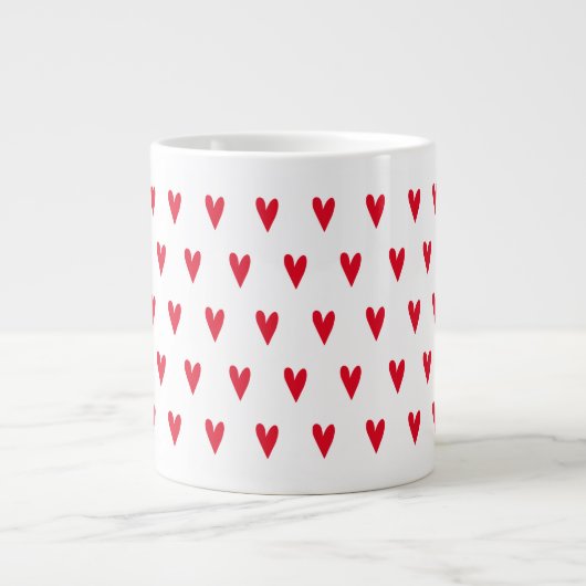 Little Red Hearts Pattern - Romantisch Jumbo-Tasse (Vorderseite)