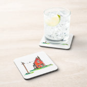 Little Red House with Power Line Getränkeuntersetzer (Rechte Seite)