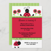 Little Red Ladybugs Einladung (Vorne/Hinten)