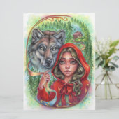 Little Red Riding Hood Art Card Wolf Fairytale (Stehend Vorderseite)