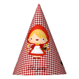 Little Red Riding Hood auf Red Gingham Partyhütchen