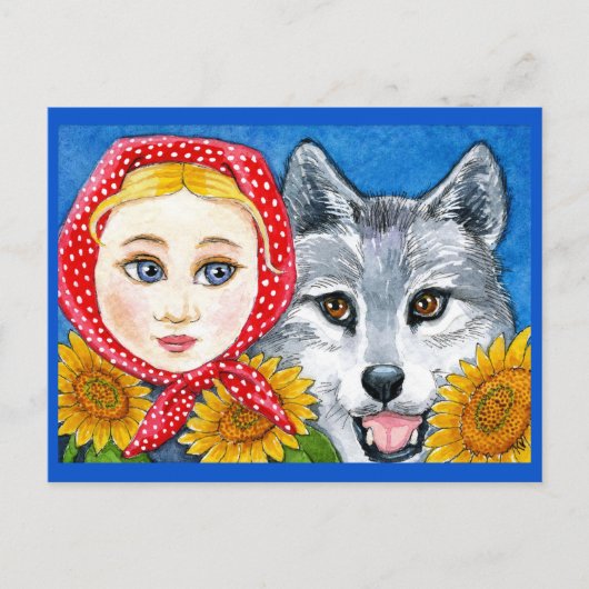 Little Red Riding Hood, Big Bad Wolf Postkarte (Vorderseite)