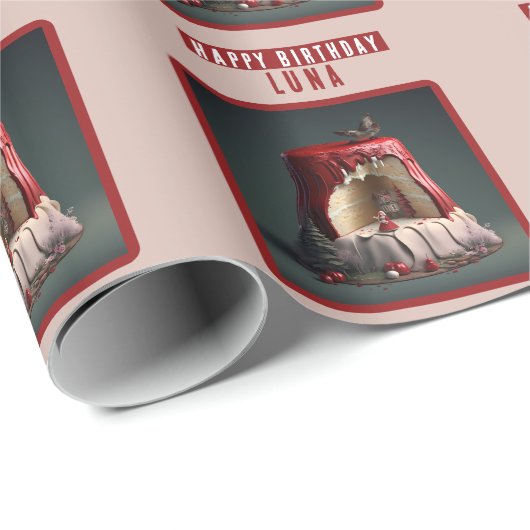 Little Red Riding Hood Birthday Cake - Geschenkpapier (Rolleneckpunkt)