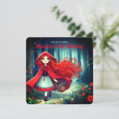 Little Red Riding Hood Dark Forest Birthday Einladung (Stehend Vorderseite)