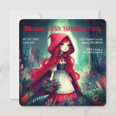 Little Red Riding Hood Dark Forest Birthday Einladung (Rückseite)