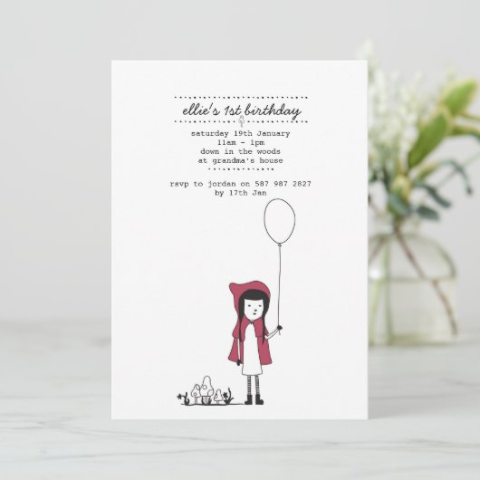 Little Red Riding Hood Einladung (Stehend Vorderseite)