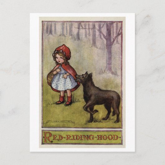 Little Red Riding Hood Illustration Postcard Postkarte (Vorderseite)