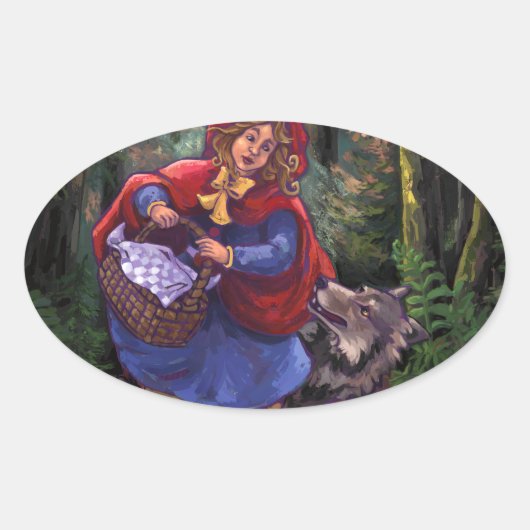 Little Red Riding Hood Ovaler Aufkleber (Vorderseite)