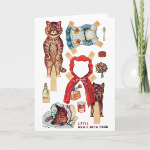 Little Red Riding Hood, Paper Doll, Louis Wain Karte