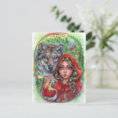 Little Red Riding Hood Postcard Mairytale Wolf Postkarte (Stehend Vorderseite)