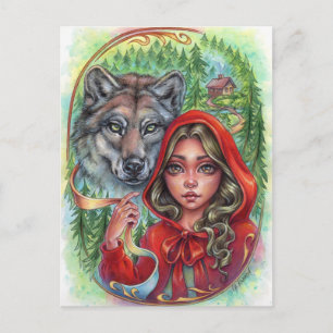 Little Red Riding Hood Postcard Mairytale Wolf Postkarte
