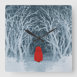 Little Red Riding Hood Quadratische Wanduhr