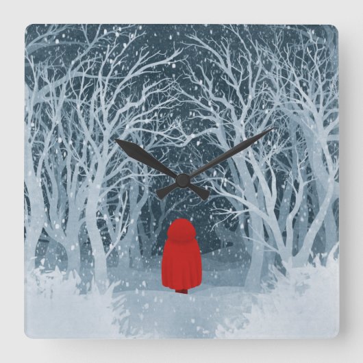 Little Red Riding Hood Quadratische Wanduhr (Vorderseite)