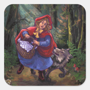 Little Red Riding Hood Quadratischer Aufkleber