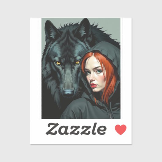 Little Red Riding Hood Redhead and the Black Wolf Aufkleber (Blatt)