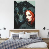 Little Red Riding Hood Redhead and the Black Wolf Leinwanddruck (Insitu (Schlafzimmer))