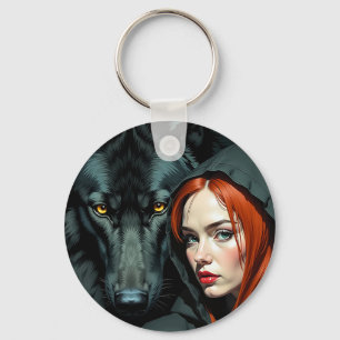 Little Red Riding Hood Redhead and the Black Wolf Schlüsselanhänger