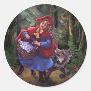 Little Red Riding Hood Runder Aufkleber