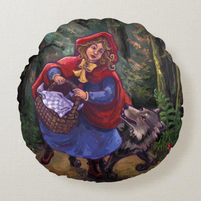Little Red Riding Hood Rundes Kissen (Vorderseite)