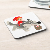 Little Red Riding Hood und das Wolf Untersetzer Se (Linke Seite)