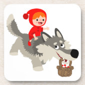 Little Red Riding Hood und das Wolf Untersetzer Se (Vorderseite)