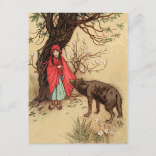 Little Red Riding Hood Vintag Fairy Tale Postkarte