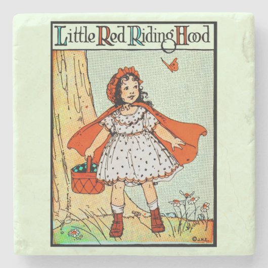 Little Red Riding Hood Vintage Cute Steinuntersetzer (Vorderseite)