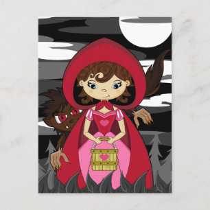 Little Red Riding Hood & Wolf Postcard Postkarte