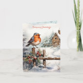 Little Red Robin Christmas Karte (Vorderseite)