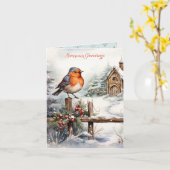 Little Red Robin Christmas Karte (Gelbe Blume)