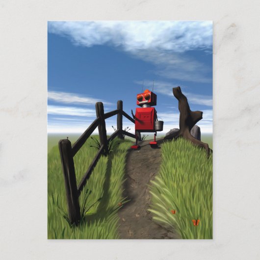 Little Red Robot Postcard Postkarte (Vorderseite)