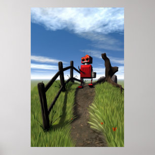 Little Red Robot Print Poster