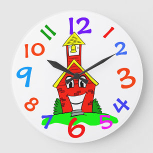 Little Red School House Kids Room Wall Clock Große Wanduhr