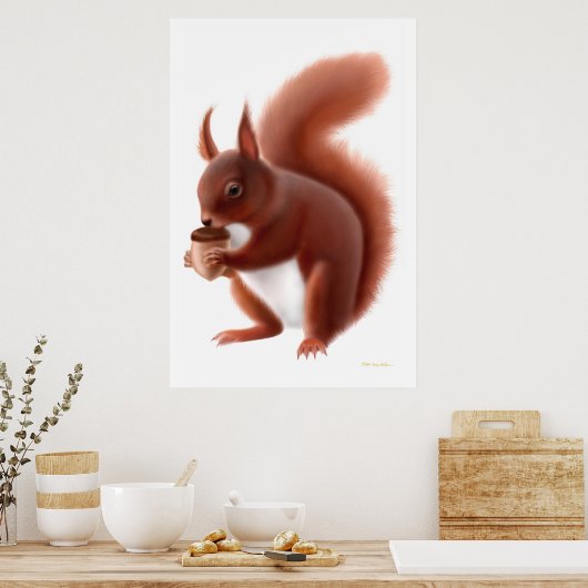 Little Red Squirrel Print Poster (Küche)