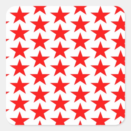 Little Red Stars Pattern Quadratischer Aufkleber (Vorderseite)