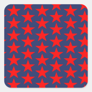 Little Red Stars Pattern Quadratischer Aufkleber