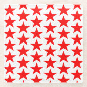 Little Red Stars Pattern Square Glasuntersetzer (Vorderseite)
