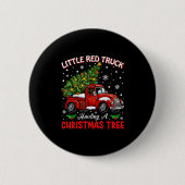 Little Red Truck Hauling A Christmas Tree  Button (Vorderseite)