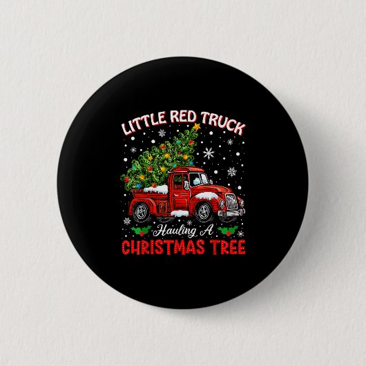 Little Red Truck Hauling A Christmas Tree  Button (Vorderseite)