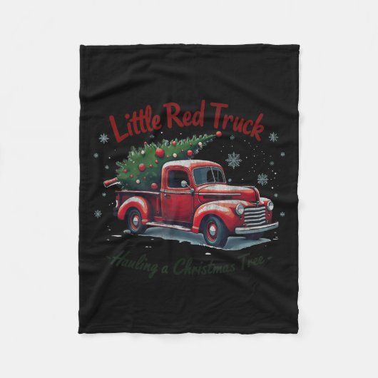 Little Red Truck Hauling A Christmas Tree Family M Fleecedecke (Vorderseite)
