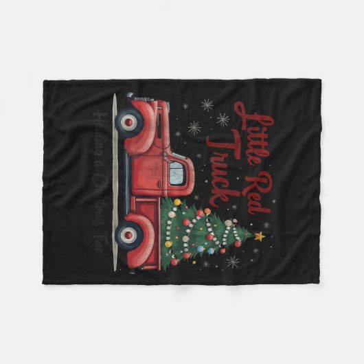 Little Red Truck Hauling A Christmas Tree Family M Fleecedecke (Vorderseite (Horizontal))