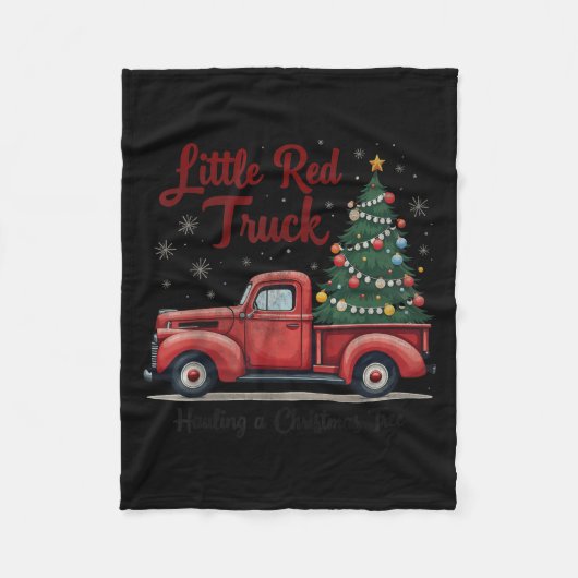 Little Red Truck Hauling A Christmas Tree Family M Fleecedecke (Vorderseite)