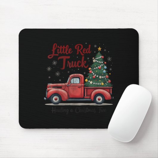 Little Red Truck Hauling A Christmas Tree Family M Mousepad (Mit Mouse)
