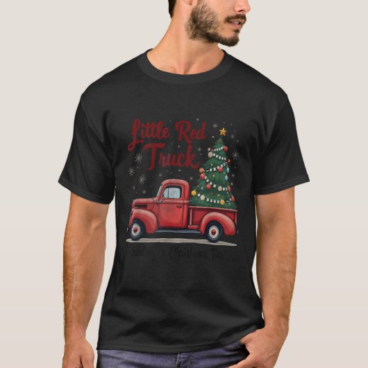 Little Red Truck Hauling A Christmas Tree Family M T-Shirt (Vorderseite)