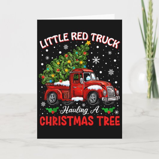 Little Red Truck Hauling A Christmas Tree Karte (Vorderseite)