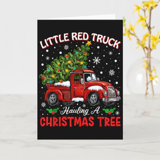 Little Red Truck Hauling A Christmas Tree Karte (Gelbe Blume)